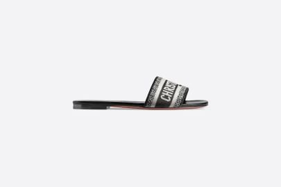 Dway Slide Black Embroidered Cotton DIOR at Dior